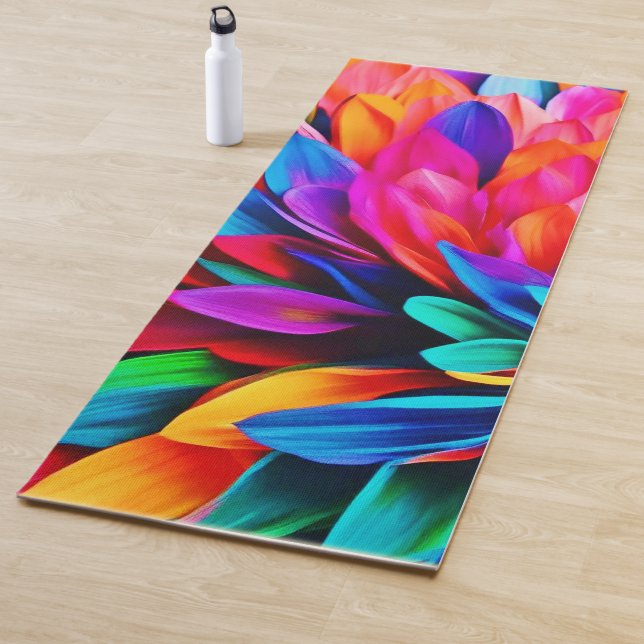 Tapis De Yoga Fleur arc-en-ciel Abstraite (En situation)