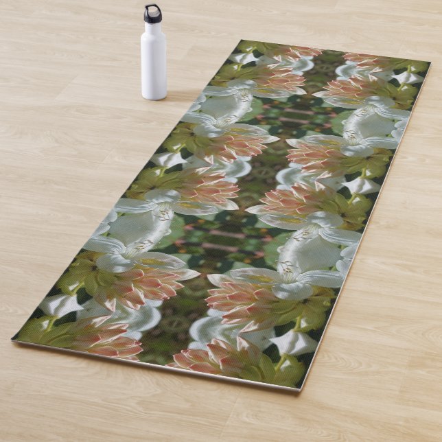 Tapis De Yoga Fleur Azalée Blanche Fleur Et Bud Abstrait (En situation)