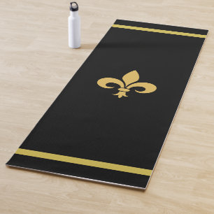 Tapis De Yoga Fleur de Lis personnalisable sur fond noir
