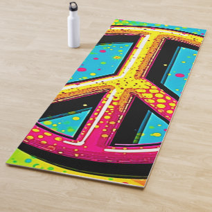 Tapis De Yoga Fleur de pouvoir groovy et paisible