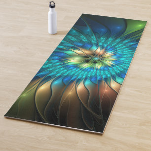 Tapis De Yoga Fleur d'Imaginaire lumineux, Fractale Abstraite co