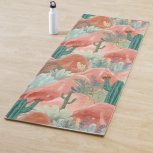 Tapis De Yoga Fleur du désert roseau aquarelle Sérénité