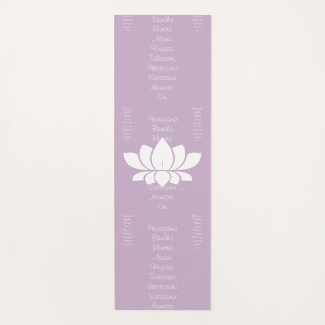 Tapis De Yoga Fleur Lotus Blanche & Mots Yoga (Devant)
