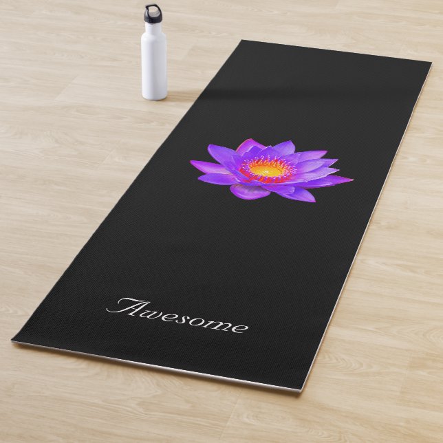 Tapis De Yoga Fleur Lotus en noir (En situation)
