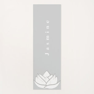 Tapis De Yoga Fleur Lotus Gris Personnalisé