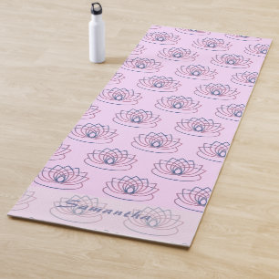 Tapis De Yoga Fleur Lotus rose et violet personnalisable