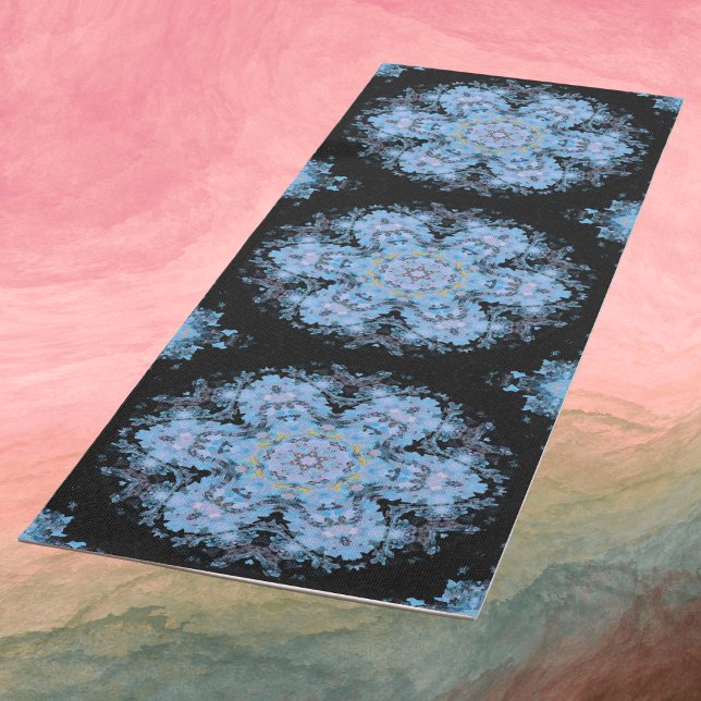 Tapis De Yoga Fleur Mandala numérique bleu et noir (Créateur téléchargé)
