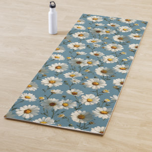 Tapis De Yoga Fleur marguerite en bleu incomparable