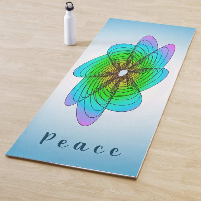 Tapis De Yoga Fleur spirale géométrique bleue (En situation)