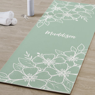 Tapis De Yoga Fleur verte personnalisée