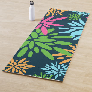 Tapis De Yoga Fleurs Abstraites colorées Fleurs d'artifice Yoga