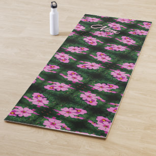 Tapis De Yoga Fleurs Cosmos rose Motif Abstrait Personnalisé