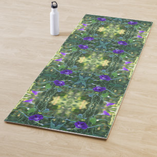 Tapis De Yoga Fleurs de gloire violet sauvage du matin Abstrait