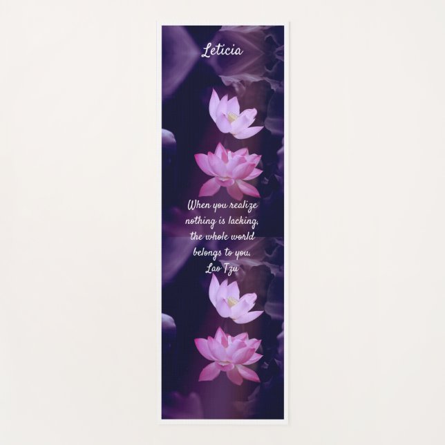Tapis De Yoga Fleurs de Lotus pourpres Citation Yoga Mat (Devant)