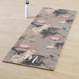 Tapis De Yoga Fleurs de Lotus rose Art Moderne Aquarelle