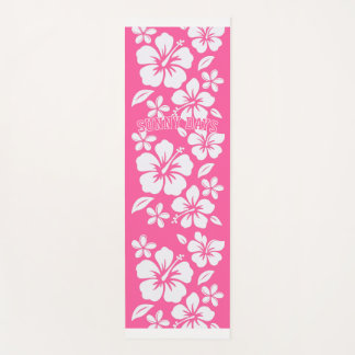 Tapis De Yoga Fleurs de plage rose tropicale
