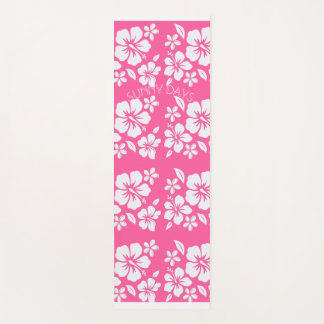 Tapis De Yoga Fleurs de plage rose tropicale