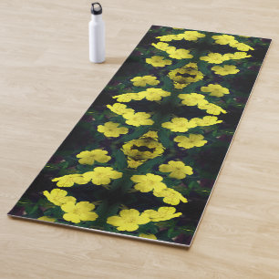 Tapis De Yoga Fleurs de Primrose Jaune Abstraites