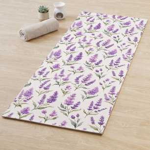 Tapis De Yoga Fleurs de Sauge Violette Lavande Verte