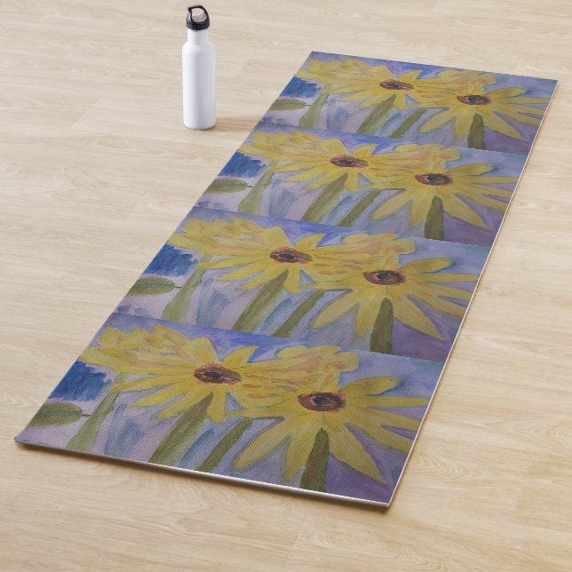 Tapis De Yoga Fleurs de soleil jaunes d'été (En situation)
