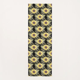 Tapis De Yoga Fleurs de soleil sur le yoga noir