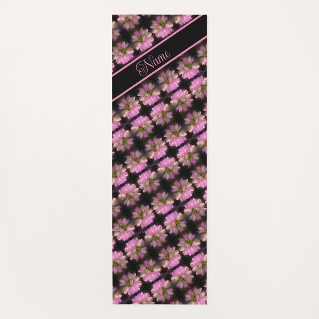 Tapis De Yoga Fleurs Roses Et Blanches Personnalisées (Devant)