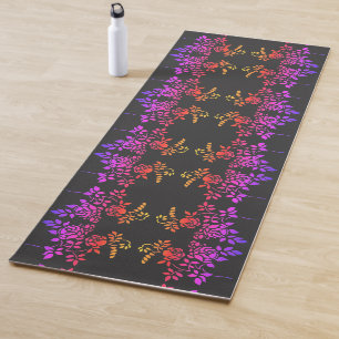 Tapis De Yoga Fleurs Roses tendues Couleurs Abstraites