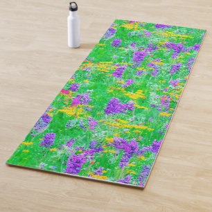 Tapis De Yoga Fleurs sauvages d'été dans un champ vert