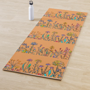 Tapis De Yoga Fleurs sauvages en vitrail