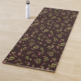 Tapis De Yoga Fleurs sauvages jetées sur fond brun chocolat