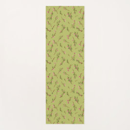 Tapis De Yoga Fleurs sauvages jetées sur fond vert chartreuse