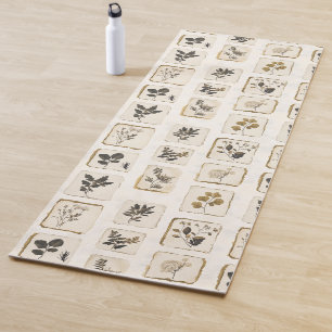 Tapis De Yoga Fleurs sauvages séchées et pressées vintage botani