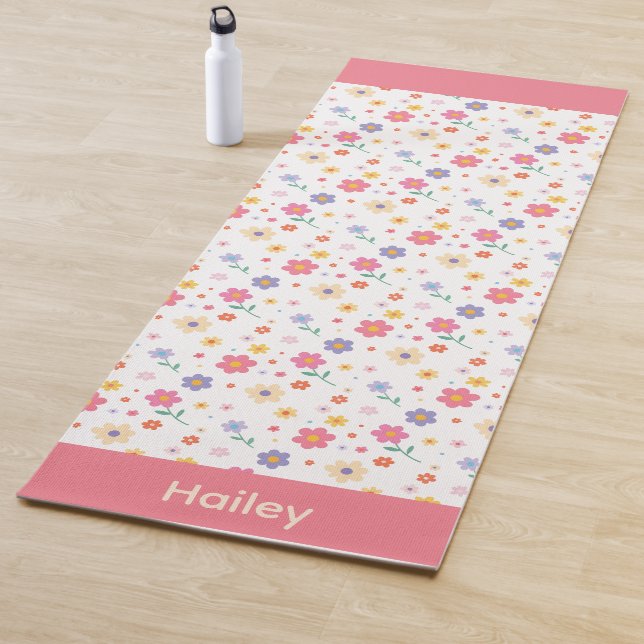 Tapis De Yoga Fleurs simples (En situation)