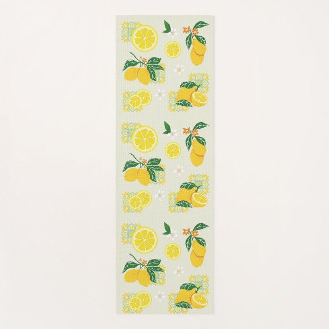 Tapis De Yoga Floral de citron (Devant)
