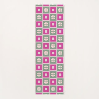 Tapis de yoga floral encadré vert et magenta