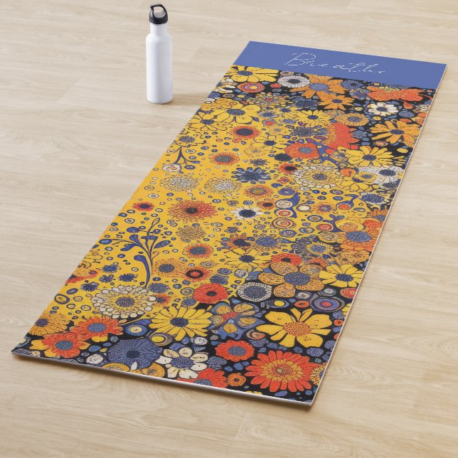 Tapis De Yoga Floral Jaune joyeux (En situation)