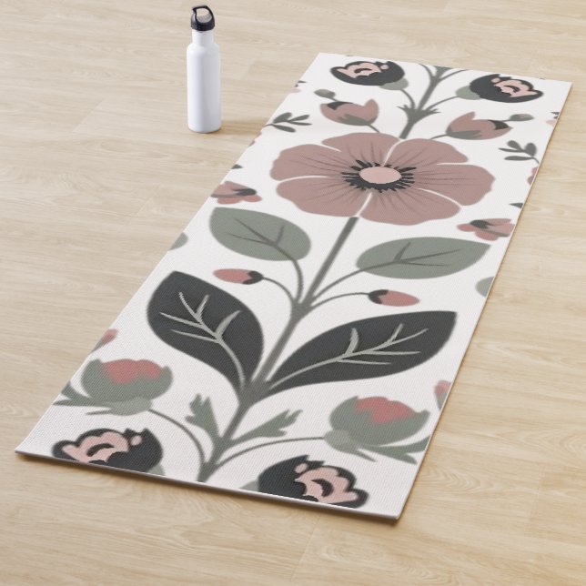 Tapis De Yoga Flore folk scandinave - Primroses stylisées (En situation)
