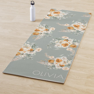 Tapis De Yoga Flore verte moderne Sage
