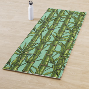 Tapis De Yoga Forêt de bambou sur bleu clair