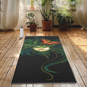Tapis De Yoga Forêt Enchanteresse Dryade Femme Papillon Fantaisi