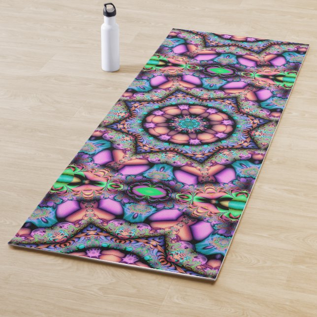 Tapis De Yoga Fractal Mandala Floral Psychedelic Art (En situation)