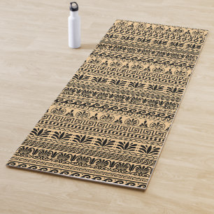 Tapis De Yoga Fret grec, Motif méditerranéen, Brown