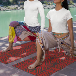 Tapis De Yoga frontière de la tribu africaine rouge