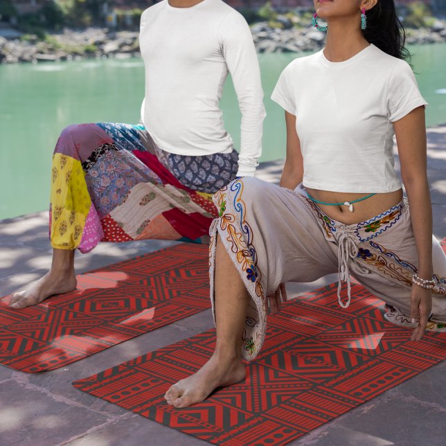 Tapis De Yoga frontière de la tribu africaine rouge (Créateur téléchargé)