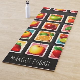 Tapis De Yoga Fruits en boîte carrée Motif vert rouge