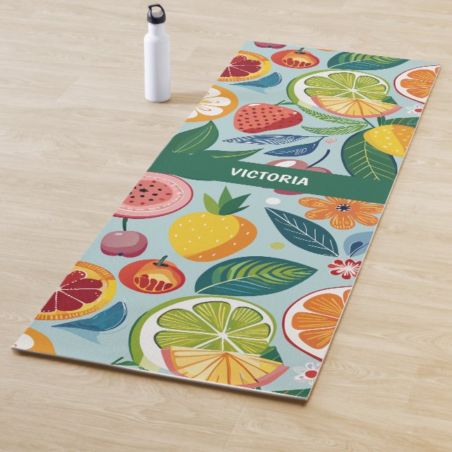 Tapis De Yoga Fruits frais Floral Motif sur mesure (En situation)