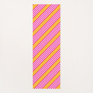 Tapis De Yoga Fuchsia et jaune cinq bandes motif