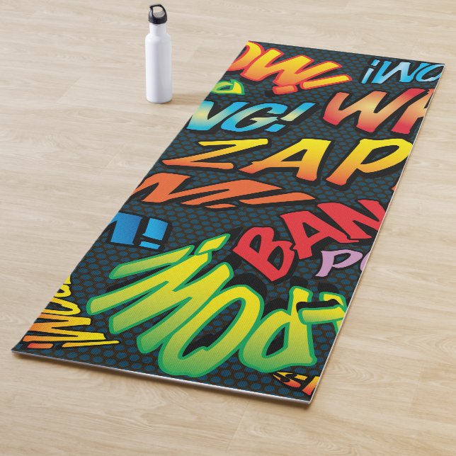Tapis De Yoga Fun Retro Comic Book pop Art Sounds (En situation)
