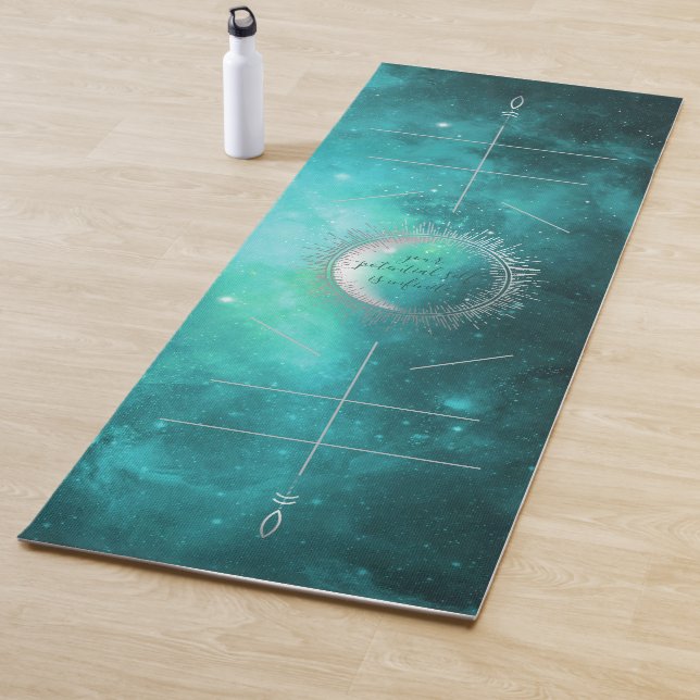 Tapis De Yoga Galaxie Vert Bleu, Lignes d'alignement Yoga Mat (En situation)