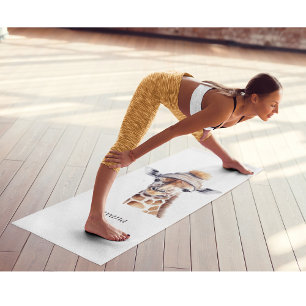 Tapis De Yoga Giraffe en casquette d'hiver personnalisable